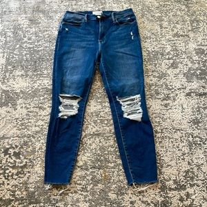 Frame LeHigh High Rise Ripped Jeans 30